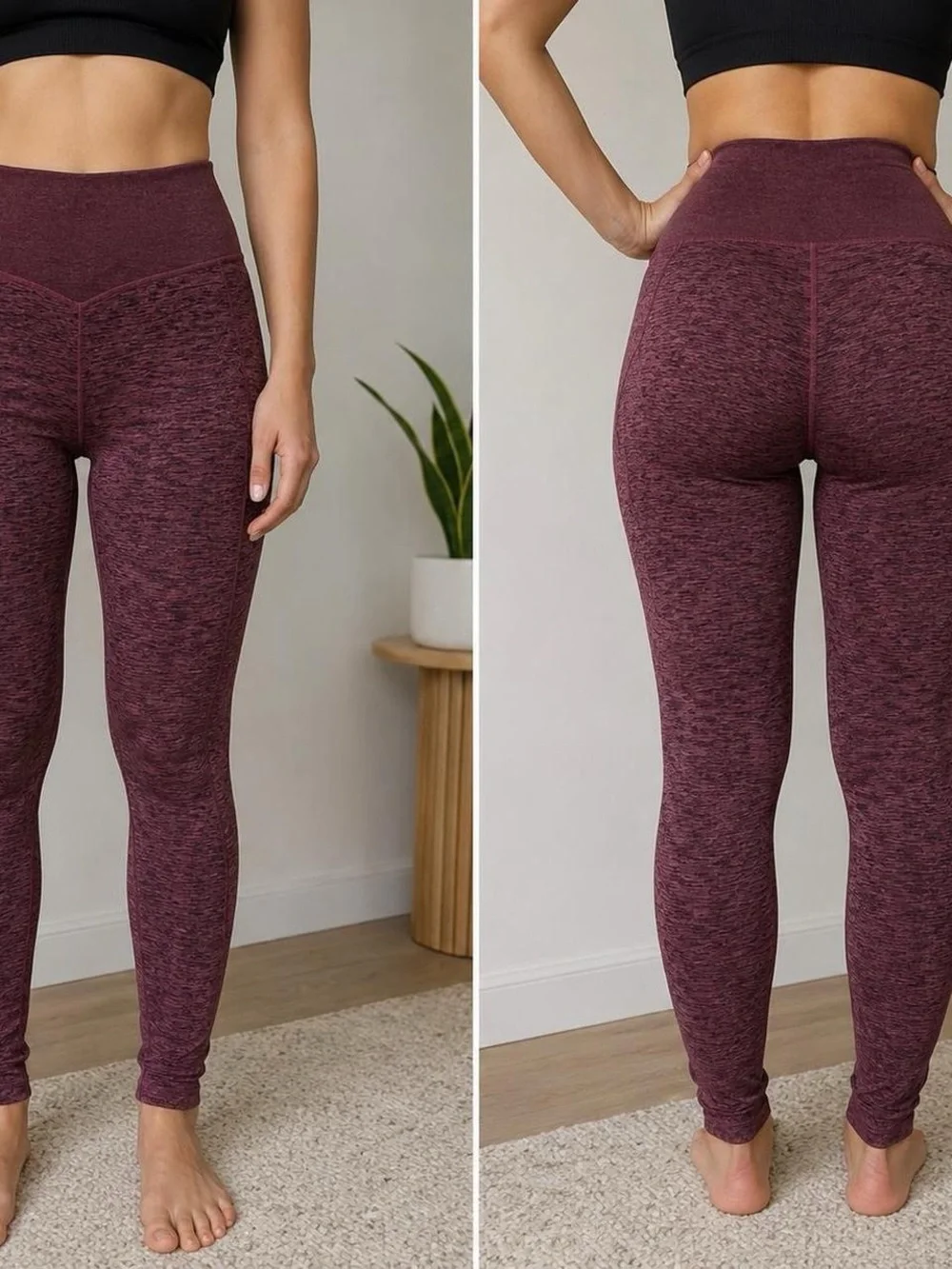 High-Waist CALIA Leggings - Burgundy Heather